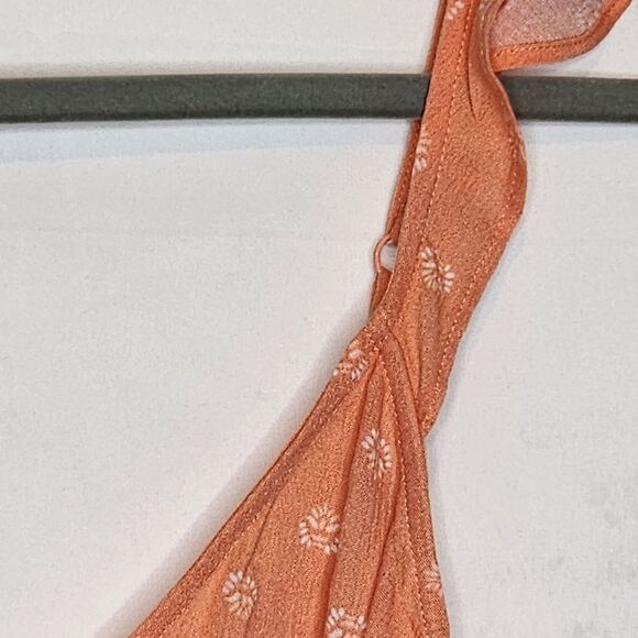 6X 30W Torrid Washable Crinkle Guaze Ruffle Strap Tank Orange Ditsy Floral patte - Picture 3 of 8